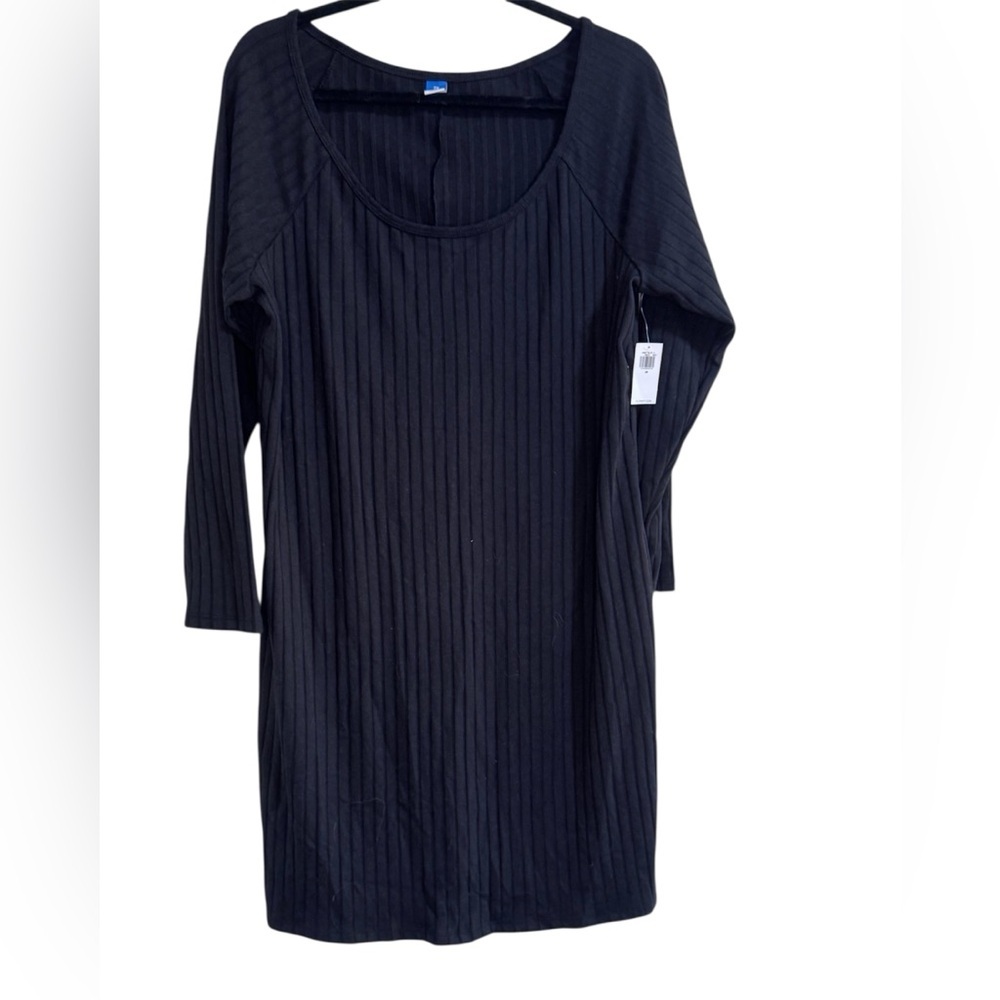 Old Navy Black Ribbed Long Sleeve Dress 2X NWT